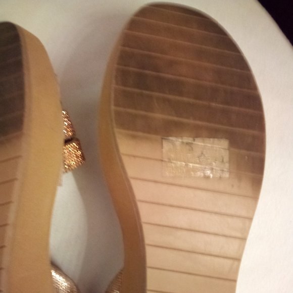 Blingy Copper Colored Sling Back Sandals - Picture 7 of 9